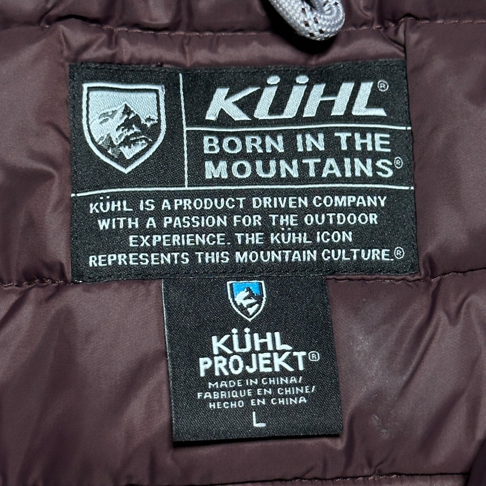 Kuhl Spyfire Jacket Women Large 800 Down Fill Quilted Full Zip Puffer Burgundy - Picture 9 of 16